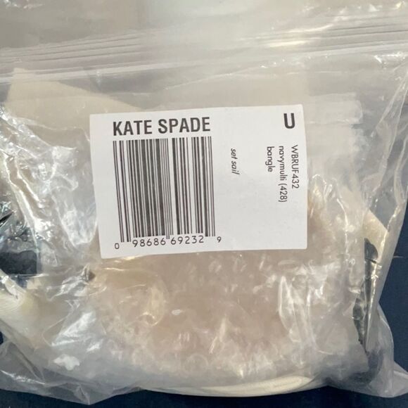 KATE SPADE NWT BANGLE BRACELET NAVY WHITE CHECK SET SAIL WITH DUST BAG - Picture 10 of 10